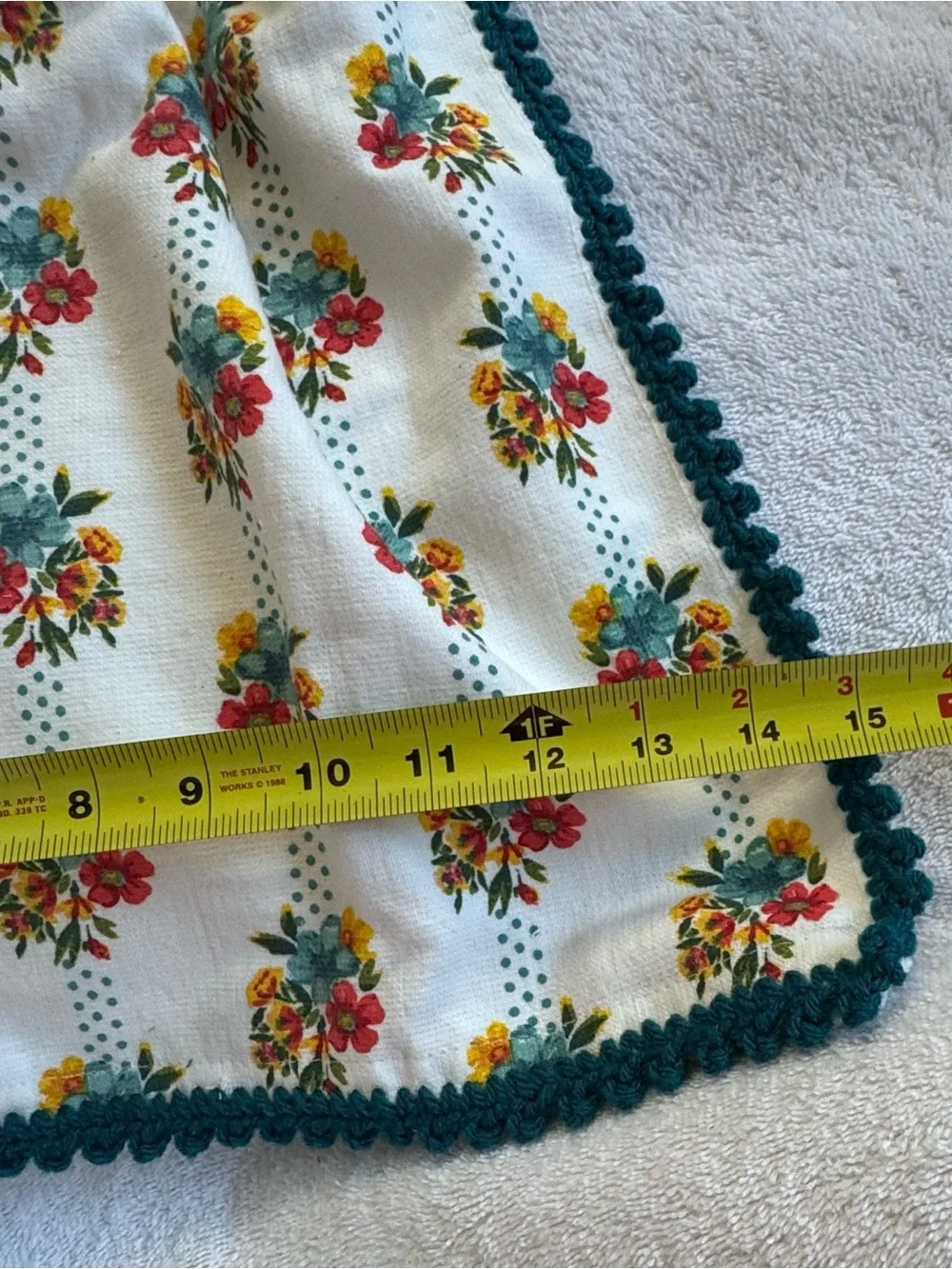 The Pioneer Woman Teal Crochet-Trim Floral Kitchen Towel